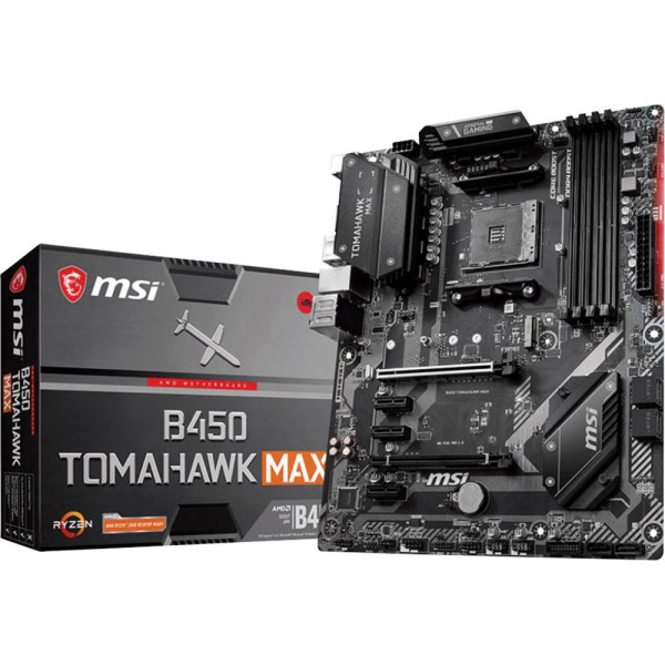 MSI Gaming B450 Tomahawk Max Moederbord Socket AMD AM4 Vormfactor ATX Moederbord chipset AMD® B450