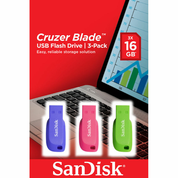 Pendrive SanDisk ‎SDCZ50C-016G-B46T Blue Pink Green 16 GB