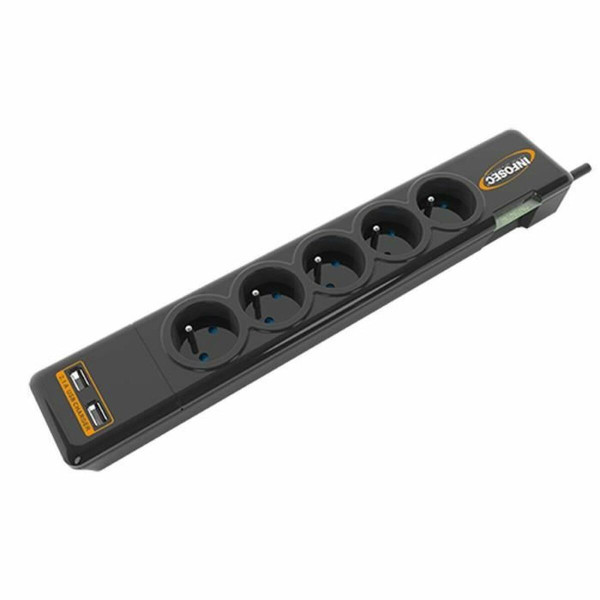 Power Strip - 5 Sockets INFOSEC S5 USB NEO Black