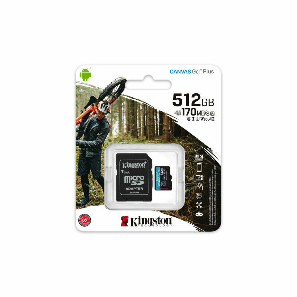 Micro SD Memory Card with Adaptor Kingston SDCG3/512GB          Class 10 512 GB UHS-I