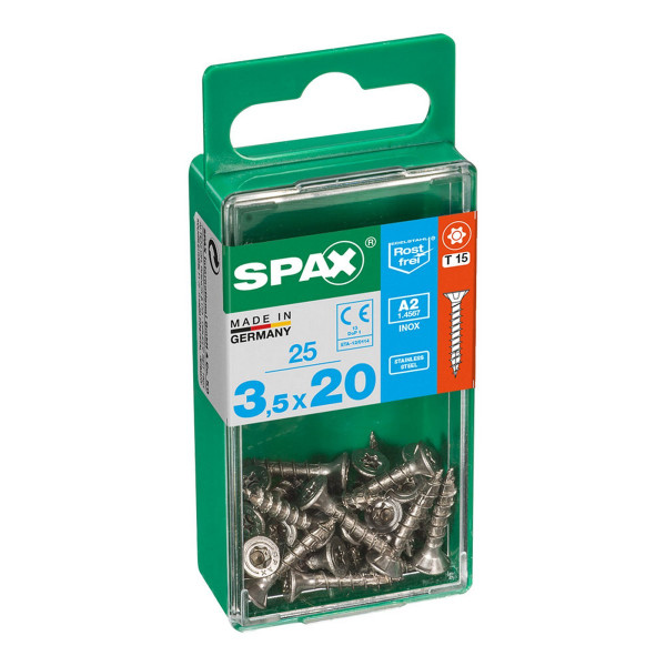 Box of screws SPAX Wood Stainless steel Flat head 25 Pieces (3,5 x 20 mm)