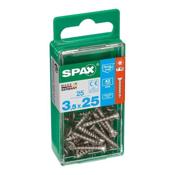 Box of screws SPAX Wood Stainless steel Flat head 25 Pieces (3,5 x 25 mm)