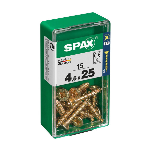 Box of screws SPAX Yellox Wood Flat head 15 Pieces (4,5 x 25 mm)