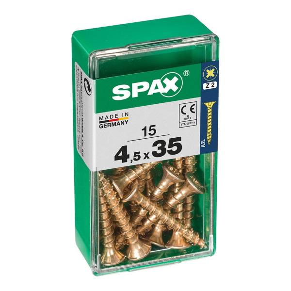 Box of screws SPAX Yellox Wood Flat head 15 Pieces (4,5 x 35 mm)