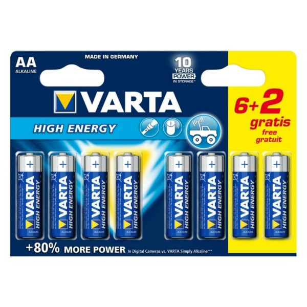 Alkaline Battery Varta LR6 AA 1,5V High Energy (8 pcs)