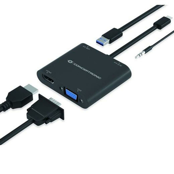 USB Hub Conceptronic Black 4-in-1