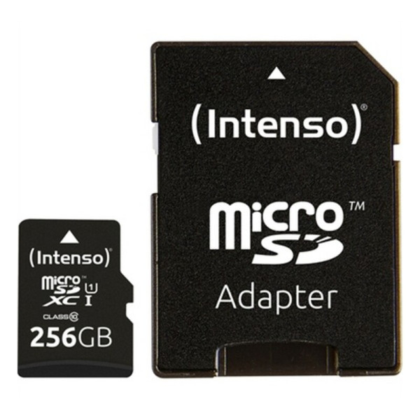 Micro SD Memory Card with Adaptor INTENSO 3423492 256 GB Black