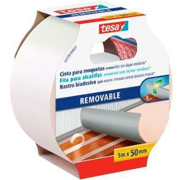 Double Sided Tape TESA Carpet Self-adhesives White 6 Units (50 mm x 5 m)