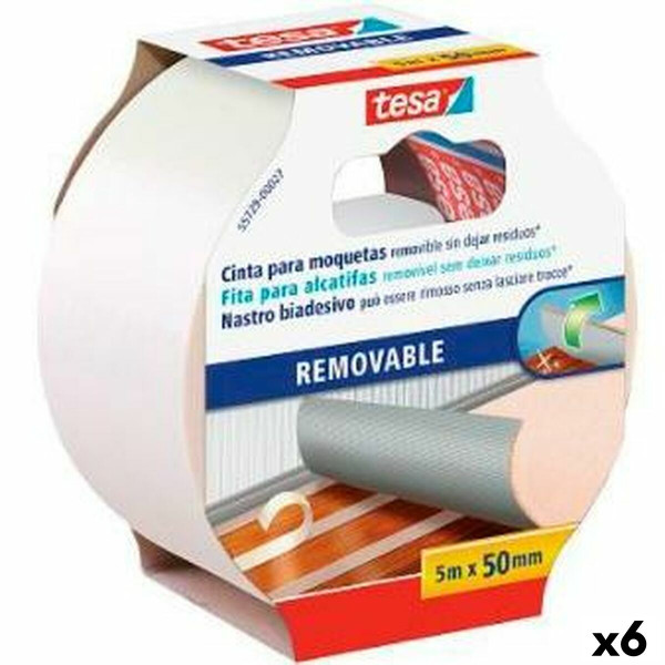 Double Sided Tape TESA Carpet Self-adhesives White 6 Units (50 mm x 5 m)