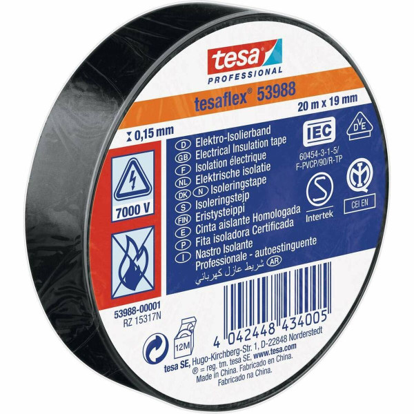 Insulating tape TESA Black (20 m x 19 mm)