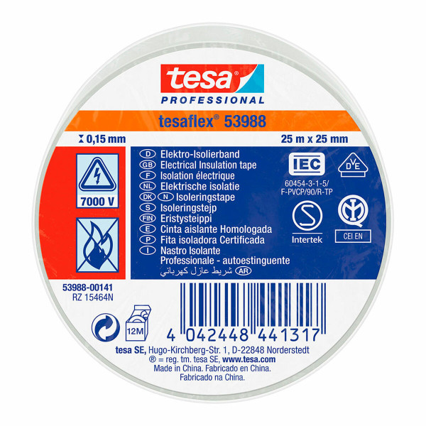 Insulating tape TESA White PVC (25 mm x 25 m)