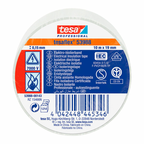 Insulating tape TESA White PVC (10 m x 19 mm)