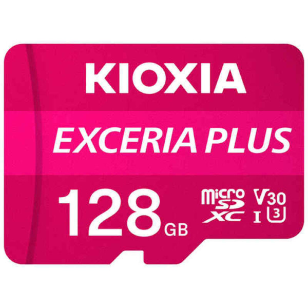 Micro SD Memory Card with Adaptor Kioxia Exceria Plus UHS-I U3 Class 10 Pink