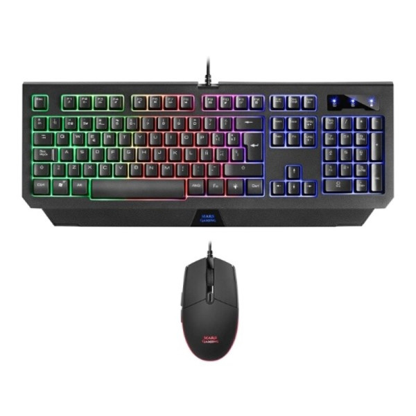 Keyboard with Gaming Mouse Mars Gaming MCP100ES RGB USB Black Spanish