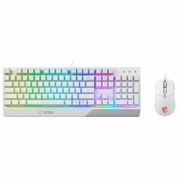 Keyboard with Gaming Mouse MSI Vigor GK30 White French AZERTY