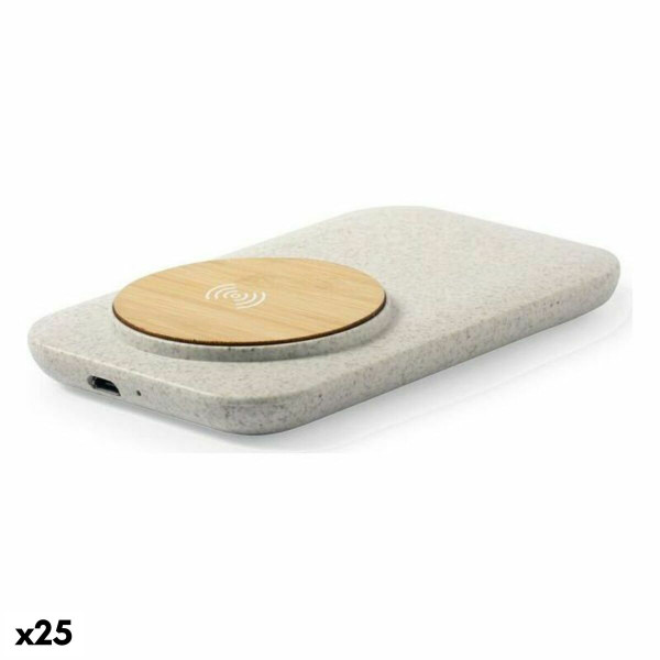 Wireless Qi Charger with USB Ports 146536 ABS Wheat straw (25 Units)