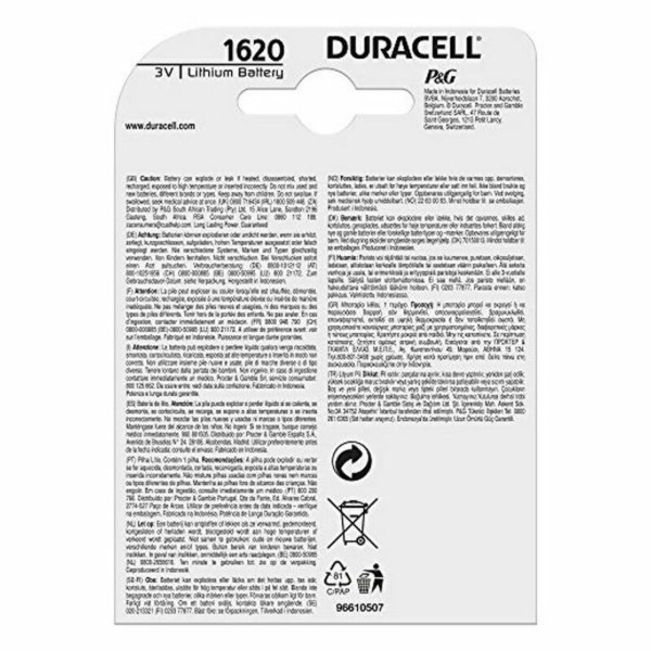 Lithium Button Cell Battery DURACELL CR1620 3V