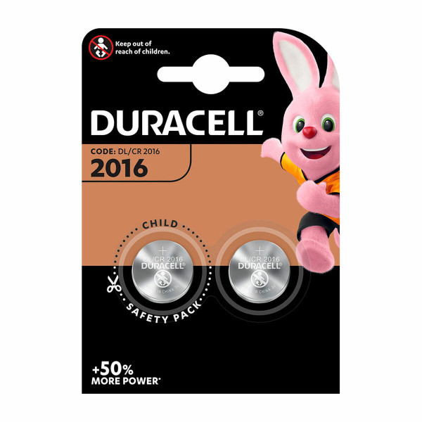 Lithium Button Batteries DURACELL CR2016 3 V (2 Units)