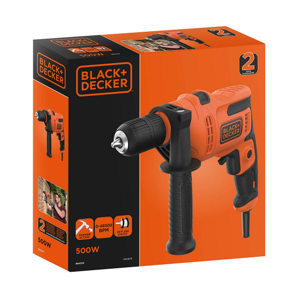 Drill and accessories set Black & Decker BEH200-QS 500 W 230-240 V