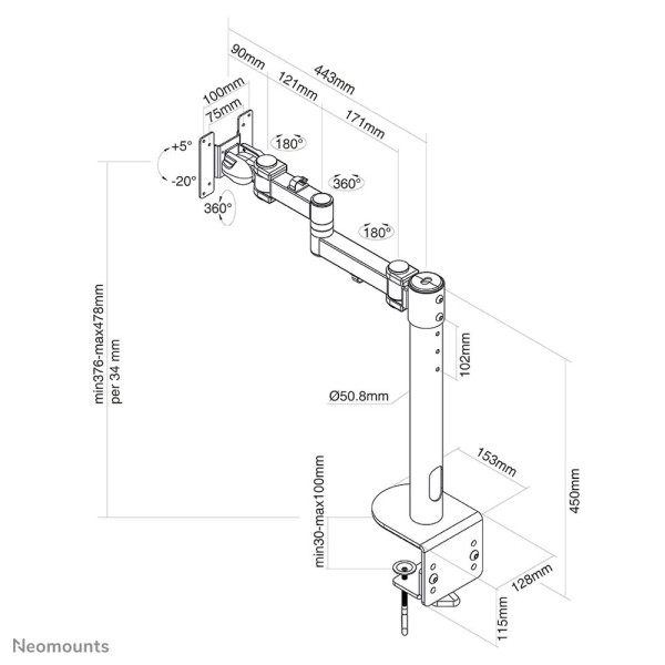 Screen Table Support Neomounts FPMA-D960BLACKPLUS  