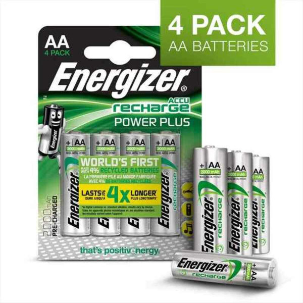 Rechargeable Batteries Energizer Accu Recharge Power Plus 2000 AA BP4 AA HR6 2000 mAh