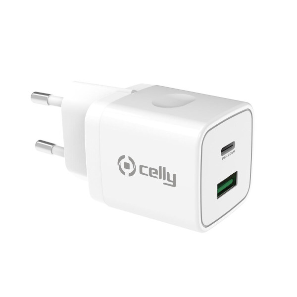 Wall Charger Celly TC2USBUSBC20WWH