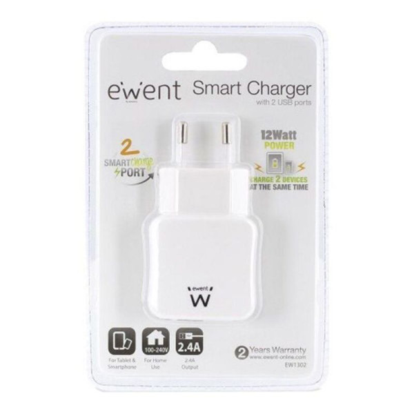 Wall Charger 2-in-1 Ewent EW1302 5V 2.4A 12W