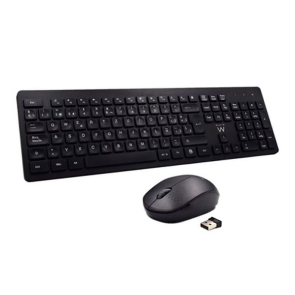 Keyboard and Wireless Mouse Ewent EW3256 2.4 GHz Black Spanish