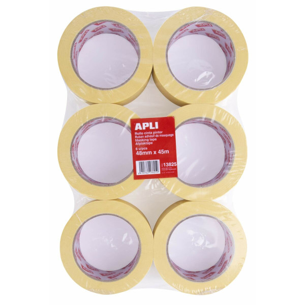 Adhesive Tape Apli Male Painter Bodywork Yellow 6 Units (48 mm x 45 m)