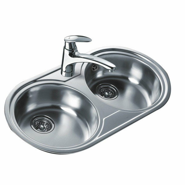 Sink with Two Basins Teka 10110006 DR-80 2C Stainless steel