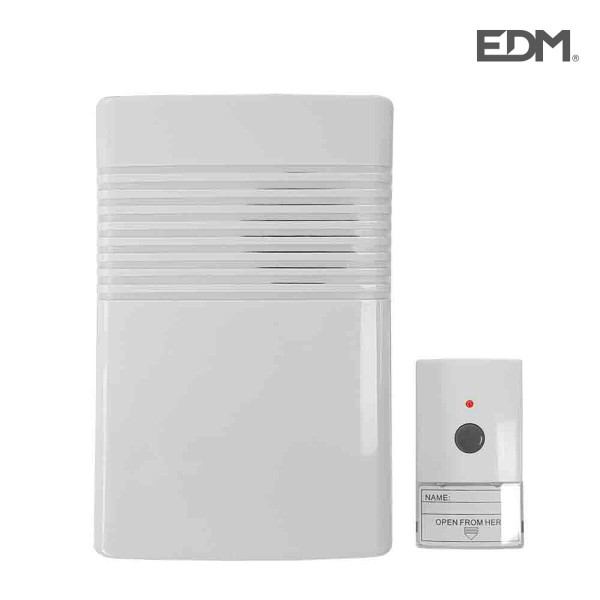 Wireless Doorbell with Push Button Bell EDM 80 dB (14,8 x 9,7 x 4 cm) (12 V)