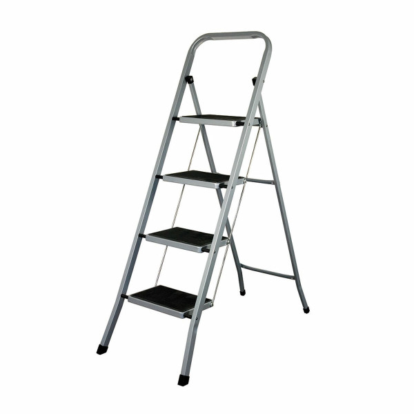 4-step folding ladder EDM Grey Steel (47 x 89 x 128 cm)