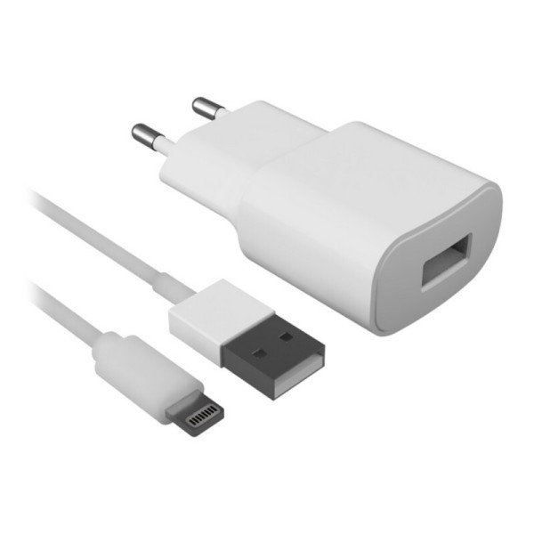 Wall Charger + MFI Certified Lightning Cable Contact 2.1A White