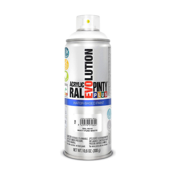 Spray paint Pintyplus Evolution RAL 9010 Matt Water-based Pure White 400 ml