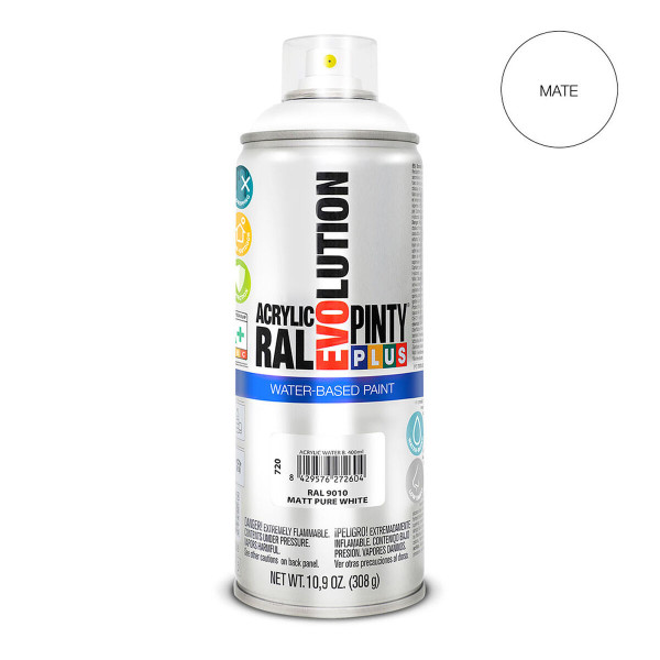 Spray paint Pintyplus Evolution RAL 9010 Matt Water-based Pure White 400 ml