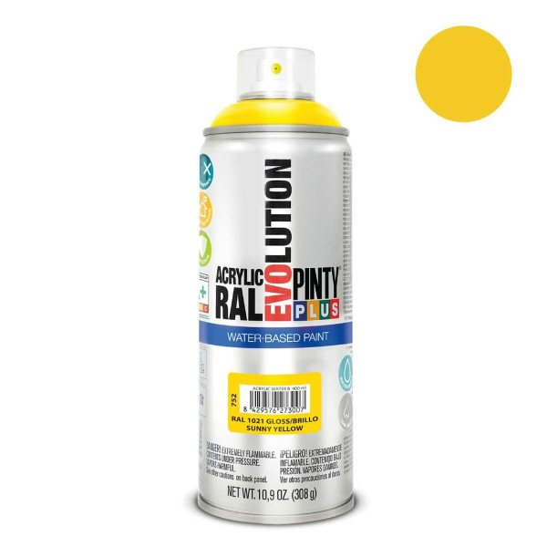 Spray paint Pintyplus Evolution RAL 1021 Water-based Sunny Yellow 400 ml