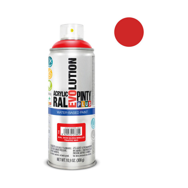 Spray paint Pintyplus Evolution RAL 3020 400 ml Water-based Traffic Red