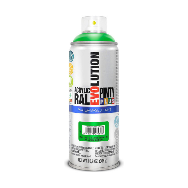 Spray paint Pintyplus Evolution RAL 6018 Water-based Yellow Green 400 ml