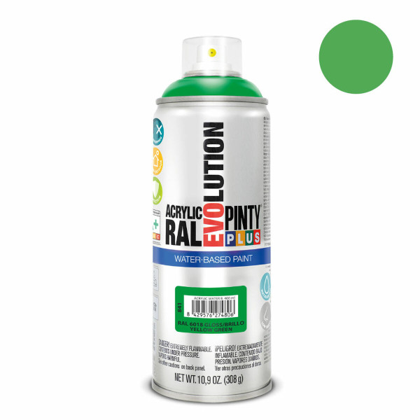 Spray paint Pintyplus Evolution RAL 6018 Water-based Yellow Green 400 ml