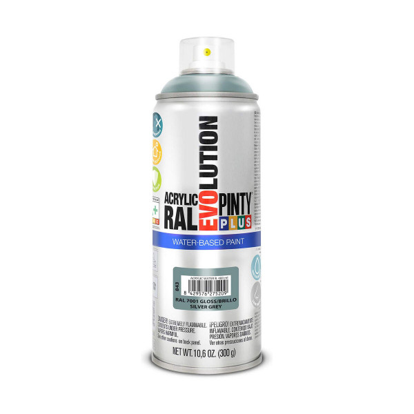 Spray paint Pintyplus Evolution RAL 7001 400 ml Water-based Silver Grey