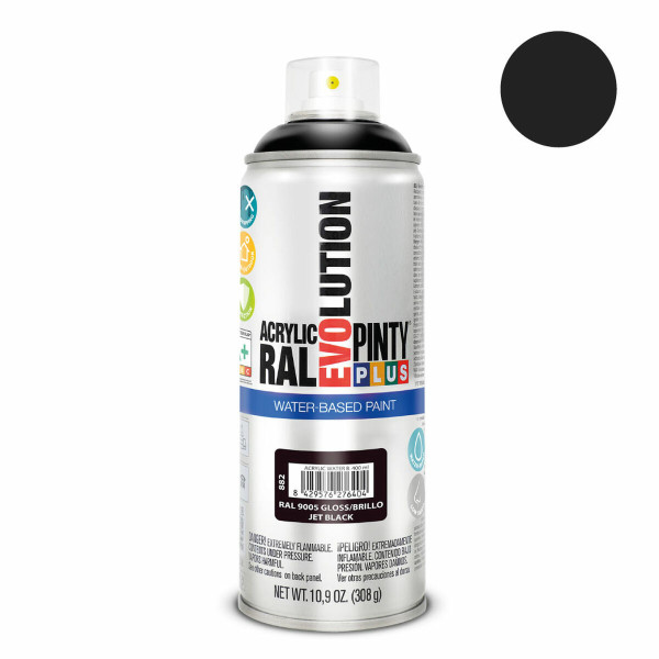 Spray paint Pintyplus Evolution RAL 9005 Water-based Jet Black 400 ml