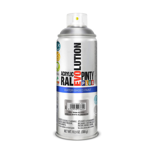 Spray paint Pintyplus Evolution RAL 9006 Water-based White Aluminium 400 ml