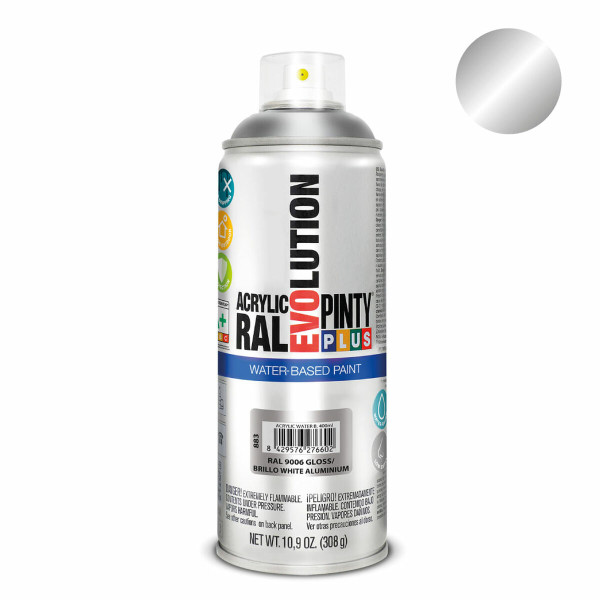 Spray paint Pintyplus Evolution RAL 9006 Water-based White Aluminium 400 ml