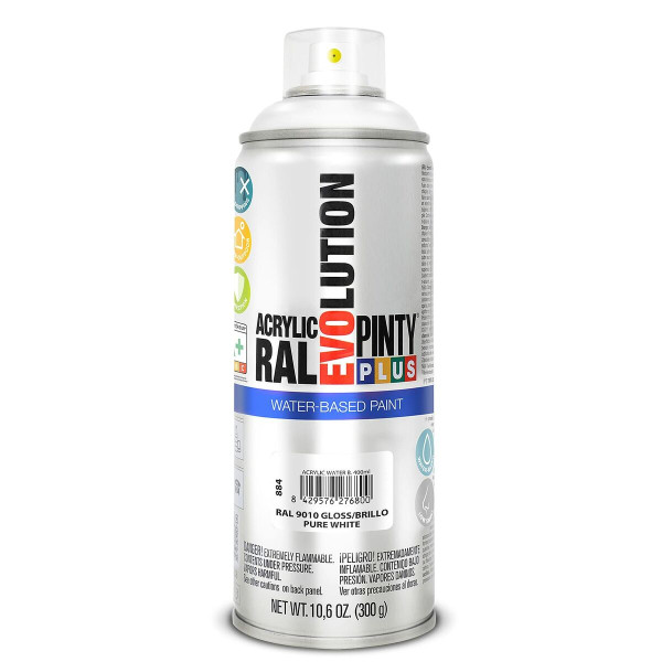 Spray paint Pintyplus Evolution RAL 9010 400 ml Shiny Water-based Pure White