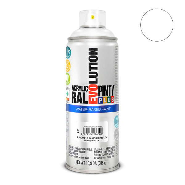 Spray paint Pintyplus Evolution RAL 9010 400 ml Shiny Water-based Pure White