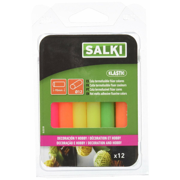 Hot melt glue sticks Salki 430108 Multicolour Decoration fluoride Ø 12 x 95 mm (12 Units)