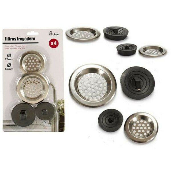 Sink Filters 4 Pieces Silver Metal Rubber