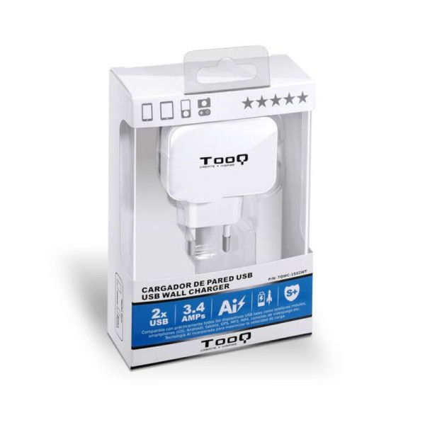 Wall Charger TooQ AATCAT0150 USB x 2 17W White