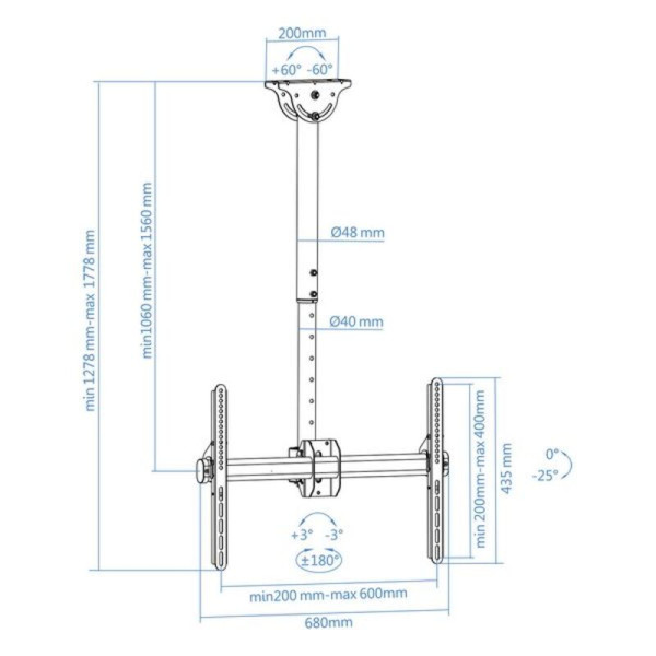 TV Ceiling Support TooQ LPCE1170TSLI-B 37-70"