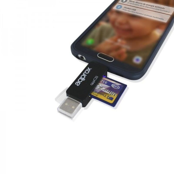 Card Reader approx! FLTLFL0083 APPC33 Micro SD/SD/MMC Micro USB 480 Mbps 32 GB Black